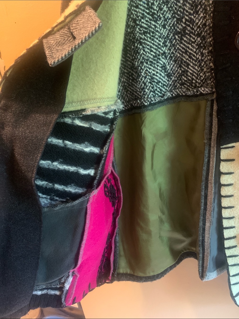 Baabaazuzu Wool Fuzzy Patchwork Jacket Size Medium - Picture 8 of 12